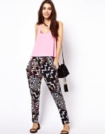 Aztec print peg pants at Asos