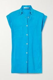 Azure Suede blouse  LAQUAN SMITH  NET-A-PORTER at Net a Porter