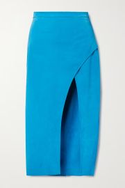 Azure Wrap-effect suede skirt LAQUAN SMITH NET-A-PORTER at Net a Porter