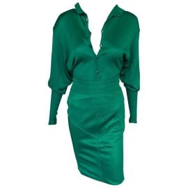 Azzedine Alaia Green Knit Skirt and Bodysuit Top 2 Piece Set at 1st Dibs