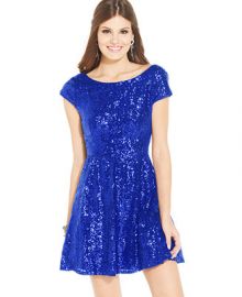 B Darlin Juniors Cap Sleeve Sequined Dress - Juniors Dresses - Macys at Macys