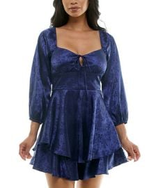 B Darlin Juniors39 Tiered Floral Satin Fit amp Flare Dress - Macy39s at Macys