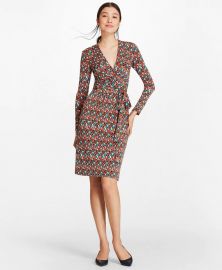 B Print Jersey Faux Wrap Dress at Brooks Brothers