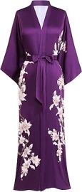 BABEYOND Kimono Robe Cover up Long Floral Satin Sleepwear Silky Bathrobe Bachelorette Robe at Womens Clothing store at Amazon