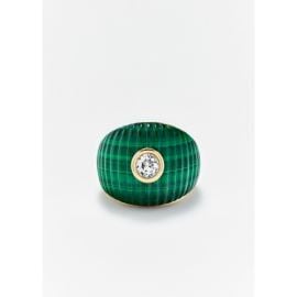 BAGUE MAXI BERLINGOT MALACHITE OR JAUNE at Yvonne Leon