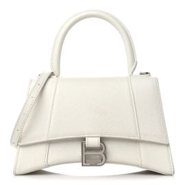 BALENCIAGA Grained Calfskin Small Hourglass Top Handle Bag White 1176211 FASHIONPHILE at Fashionphile
