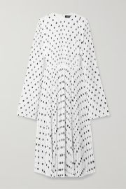 BALENCIAGA Pleated polka-dot crepe midi dress NET-A-PORTER at Net a Porter