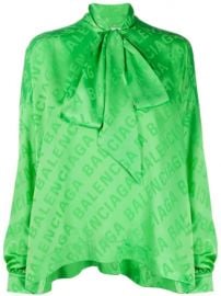 BALENCIAGA logo-print Silk Blouse - Farfetch at Farfetch