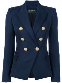 BALMAIN DOUBLE BREASTED BLAZER - BLUE at Farfetch