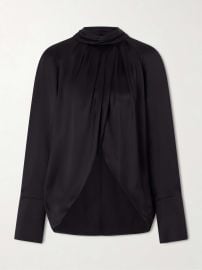 BALMAIN Draped silk-satin blouse at Net a Porter