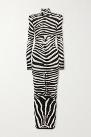 BALMAIN Zebra-jacquard maxi dress NET-A-PORTER at Net a Porter