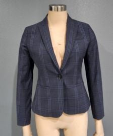 BANANA REPUBLIC Women Marzotto Italian Wool Navy Check Plaid Blazer 2P eBay at eBay