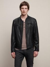 BAND COLLAR LEATHER JACKET at John Varvatos