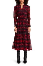 BB Dakota by Steve Madden BB Dakota x Steve Madden Its a Moment Floral Stripe Long Sleeve Midi Dress in True Red  at Nordstrom