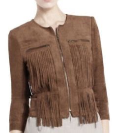 BCBG MAXAZRIA Faux Suede Fringe Jacket Brown SMALL eBay at eBay