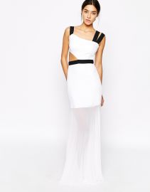 BCBG MaxAzria  BCBGMAXAZRIA Roxana Dress With One Shoulder and Strap Detail at Asos