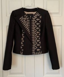 BCBG Maxazria Black Lace Geometric Print Blazer Jacket size small eBay at eBay