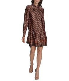 BCBG Mock Neck Tie Long Sleeve Shift Mini Dress Dillardx27s at Dillards
