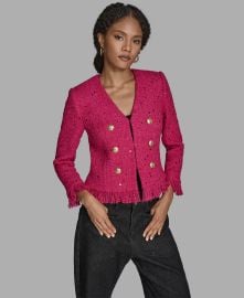 BCBG V Neck Fringe Sequin Tween Jacket at Macys