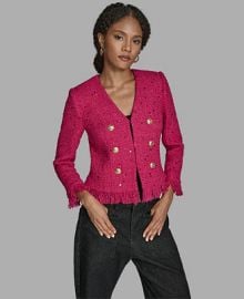 BCBG Women39s V-Neck Fringe Sequin Tween Jacket - Macy39s at Macys