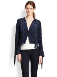 BCBGMAXAZRIA - Faux Suede Fringe-Trim Moto Jacket at Saks Fifth Avenue