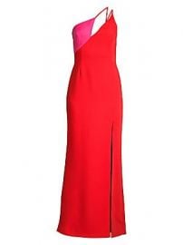 BCBGMAXAZRIA - One-Shouldered Satin Colorblock Gown at Saks Fifth Avenue