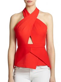 BCBGMAXAZRIA - Remmie Open-Back Peplum Halter Top at Saks Fifth Avenue