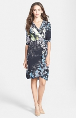 BCBGMAXAZRIA Adele Print Matte Jersey Wrap Dress at Nordstrom