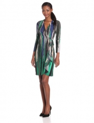 BCBGMAXAZRIA Adele Wrap Dress in Evergreen Combo at Amazon