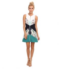 BCBGMAXAZRIA Alaina Print Blocked Sleeveless Sheath Dress Light Aqua Combo at 6pm