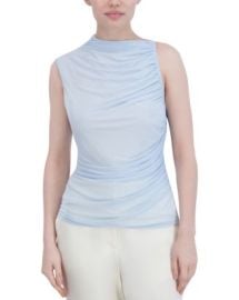 BCBGMAXAZRIA Asymmetric Shirred Mesh Top Bloomingdales at Bloomingdales