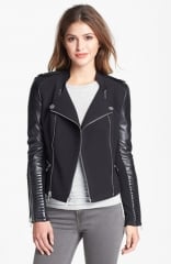 BCBGMAXAZRIA Asymmetrical Ponte andamp Leather Moto Jacket at Nordstrom