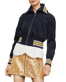 BCBGMAXAZRIA CROPPED CORDUROY VARSITY JACKET at Bloomingdales