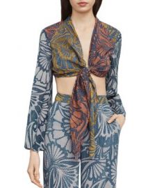 BCBGMAXAZRIA Cam Print Blocked Wrap Crop Top at Bloomingdales