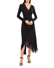 BCBGMAXAZRIA Cocktail Wrap Style Fringed Hem Dress   Bloomingdales at Bloomingdales