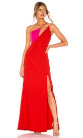 BCBGMAXAZRIA Cut Out Colorblock Gown in Rosso from Revolve com at Revolve