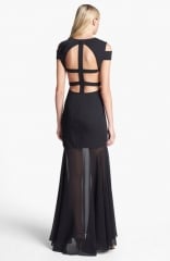 BCBGMAXAZRIA Cutout Detail Gown in black at Nordstrom