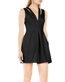 BCBGMAXAZRIA Cutout V-Neck Dress in Black at Bloomingdales