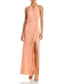 BCBGMAXAZRIA Draped Necklace Halter Gown Bloomingdales at Bloomingdales