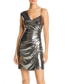 BCBGMAXAZRIA Gunmetal Lam amp eacute  Cocktail Dress - 100  Exclusive  Women - Bloomingdale s at Bloomingdales