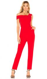 BCBGMAXAZRIA Haida Off Shoulder Jumpsuit in Red Berry from Revolve com at Revolve