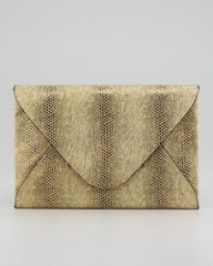 BCBGMAXAZRIA Harlow Snake-Embossed Evening Clutch Gold at Neiman Marcus