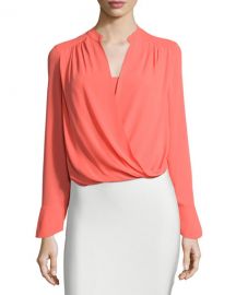 BCBGMAXAZRIA Jaklyn Long-Sleeve Draped Top  Ambrosia at Neiman Marcus