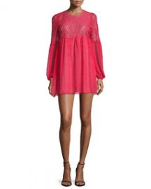 BCBGMAXAZRIA Kitra Bishop-Sleeve Mini Babydoll Cocktail Dress Lipstick Red at Neiman Marcus