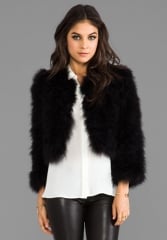 BCBGMAXAZRIA Maragaret Faux Fur Jacket in Black at Revolve