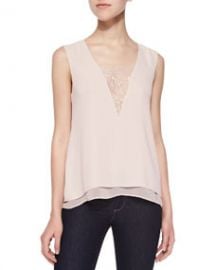 BCBGMAXAZRIA Mishelle Tank with Lace Inset at Neiman Marcus