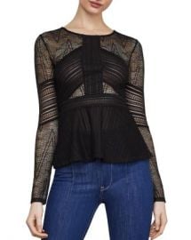 BCBGMAXAZRIA Mixed Lace Peplum Top Women - Bloomingdale s at Bloomingdales