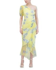 BCBGMAXAZRIA One Shoulder Puff Sleeve Printed Dress Bloomingdales at Bloomingdales