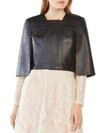 BCBGMAXAZRIA Richie Cropped Faux Leather Cape at Bloomingdales