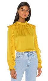 BCBGMAXAZRIA Ruffle Blouse in Ceylon Yellow from Revolve com at Revolve